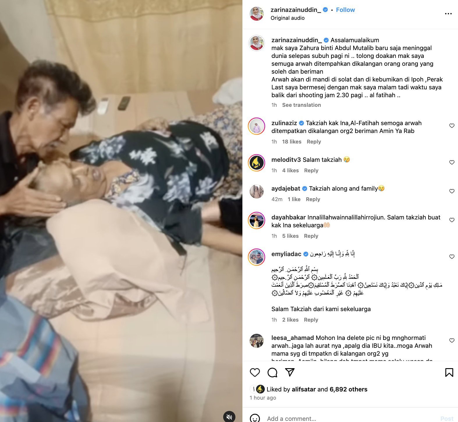 Zarina Zainuddin tak sangka ibu meninggal